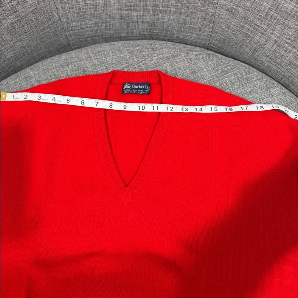 Burberry Men’s Bright Red V-Neck Sweater - Picture 8 of 11
